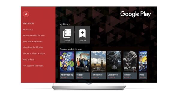 The Google Play Movies home page on the LG Smart TV.