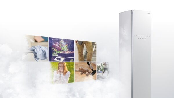 A promotional image of LG’s trusted and certified TrueSteam appliance, LG Styler.